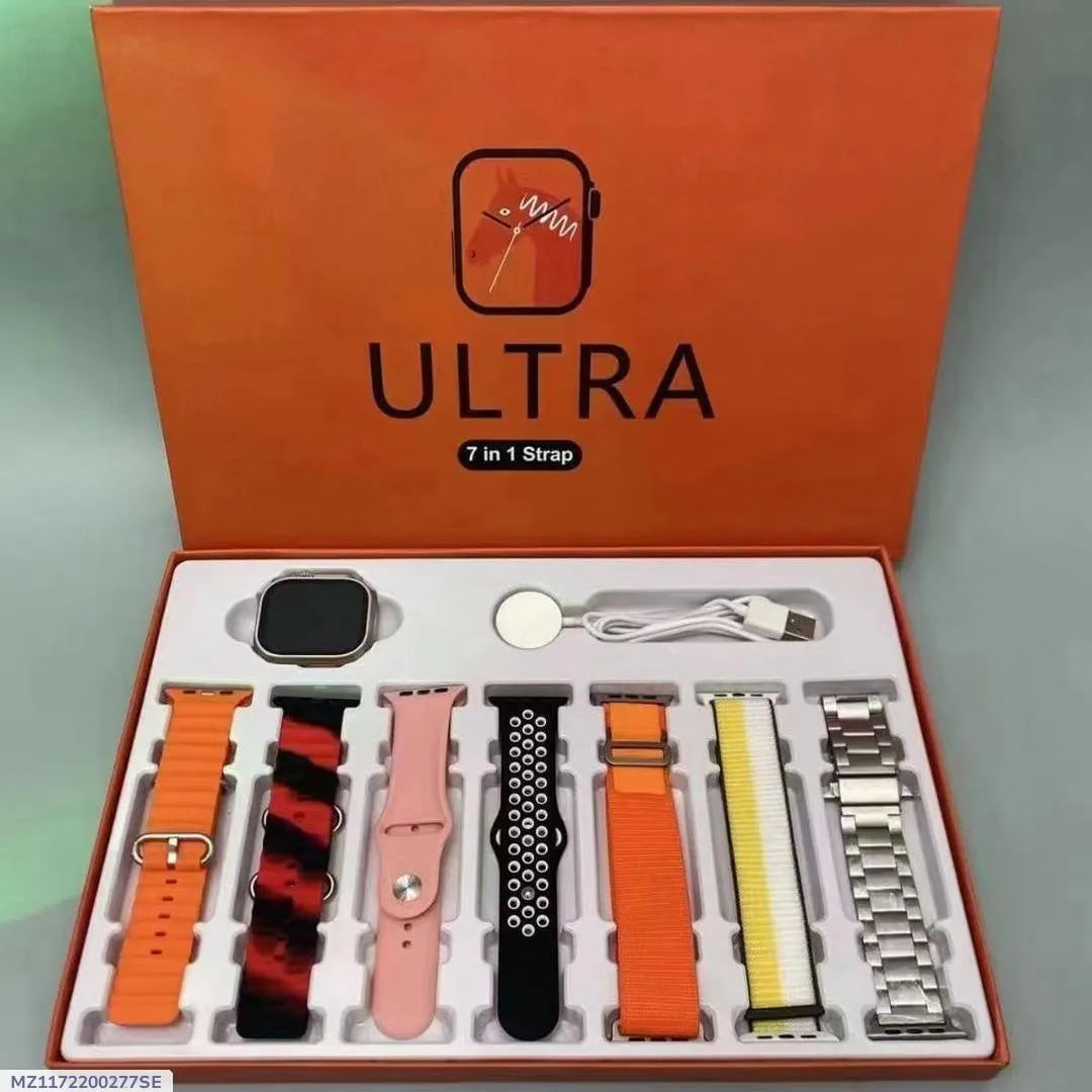 Ultra Smart Watch with 7 Color Straps