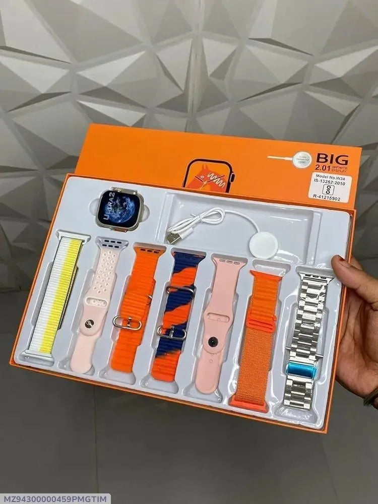 Ultra Smart Watch with 7 Color Straps